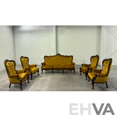 Reproduction Victorian Mahogany Five Piece Lounge Suite