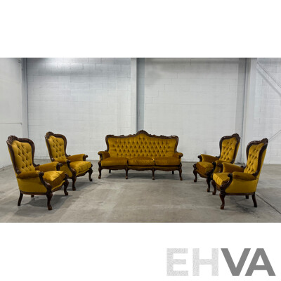 Reproduction Victorian Mahogany Five Piece Lounge Suite