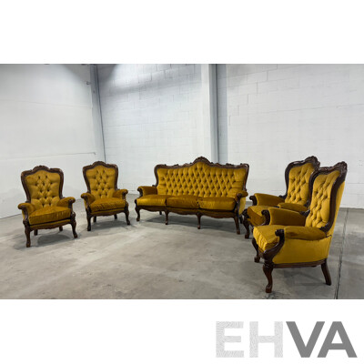 Reproduction Victorian Mahogany Five Piece Lounge Suite