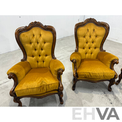 Reproduction Victorian Mahogany Five Piece Lounge Suite