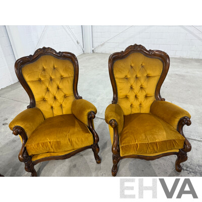 Reproduction Victorian Mahogany Five Piece Lounge Suite