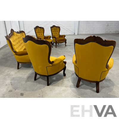 Reproduction Victorian Mahogany Five Piece Lounge Suite