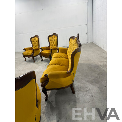 Reproduction Victorian Mahogany Five Piece Lounge Suite