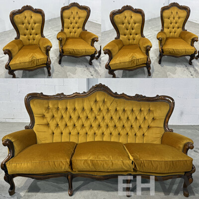Reproduction Victorian Mahogany Five Piece Lounge Suite