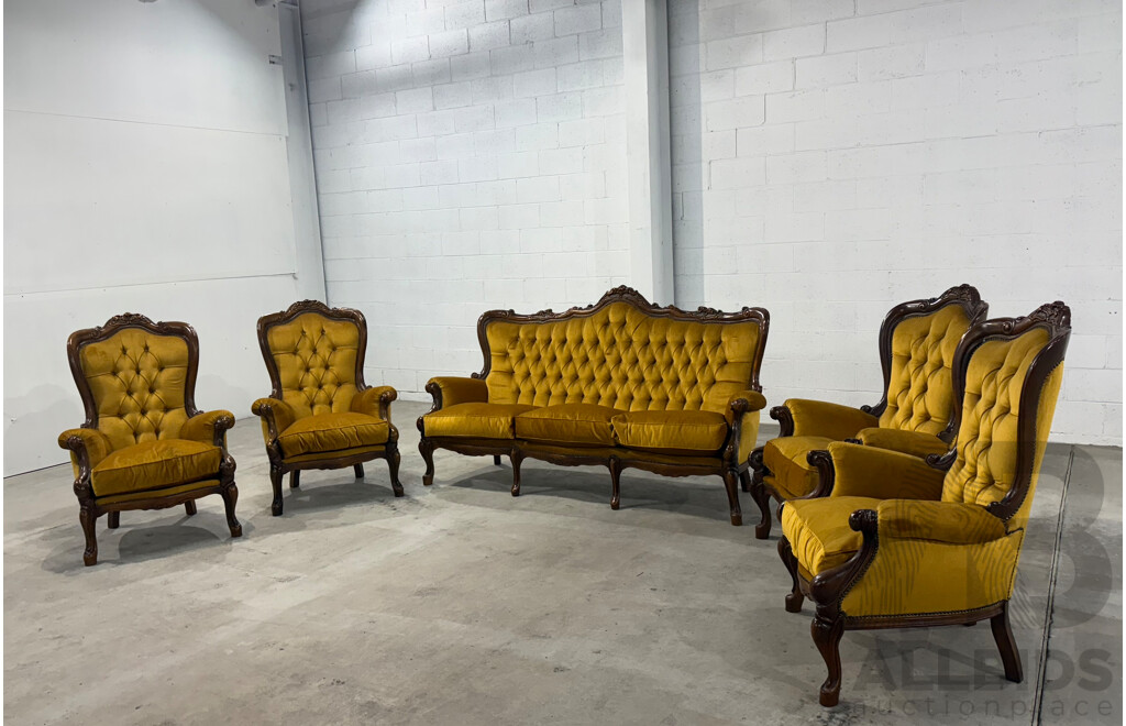 Reproduction Victorian Mahogany Five Piece Lounge Suite