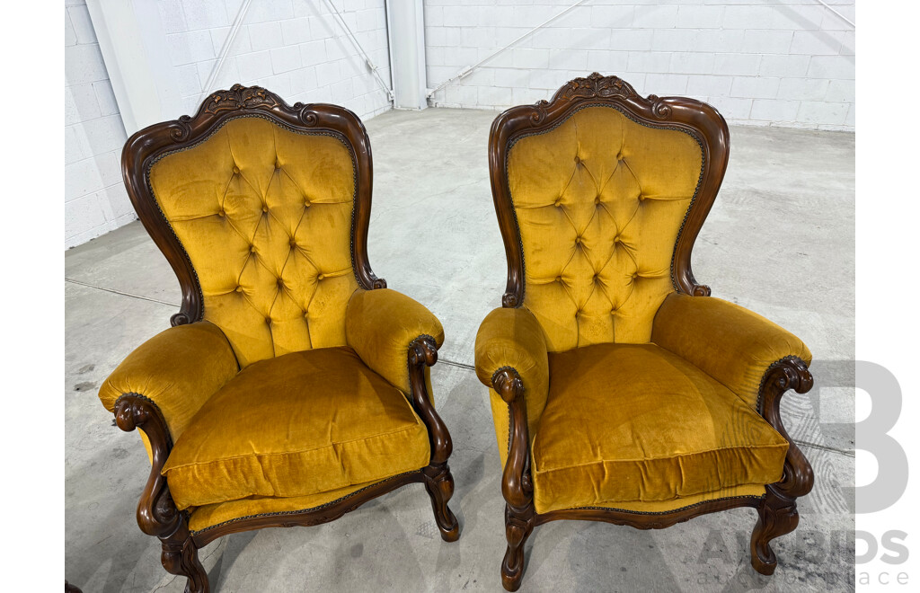 Reproduction Victorian Mahogany Five Piece Lounge Suite