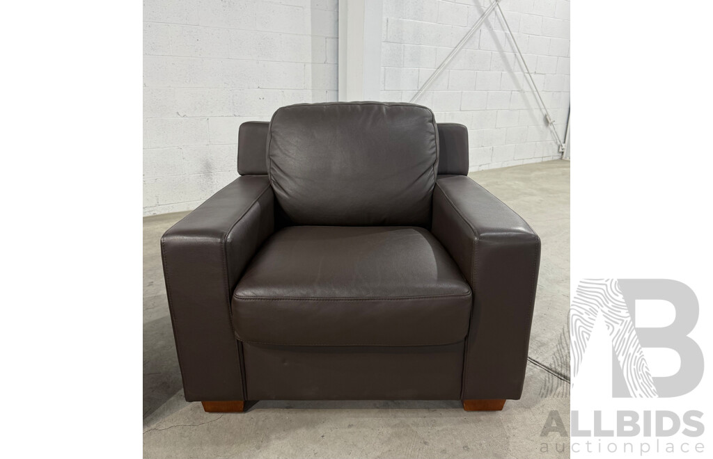 Berlin City Cocoa Leather 2 Seater Sofa & ArmChair - 3 Piece