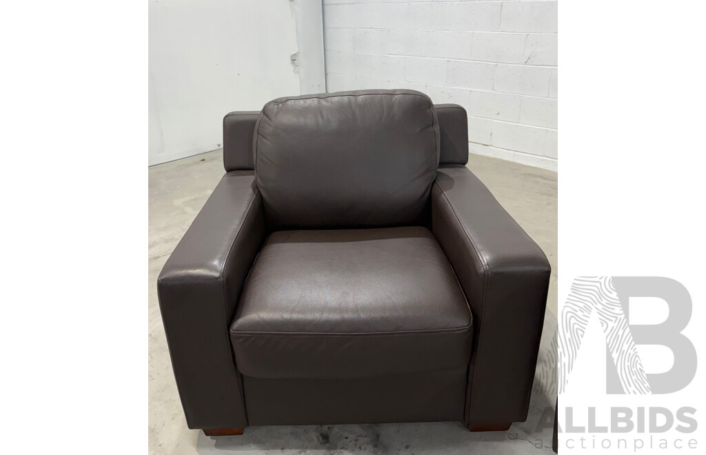 Berlin City Cocoa Leather 2 Seater Sofa & ArmChair - 3 Piece