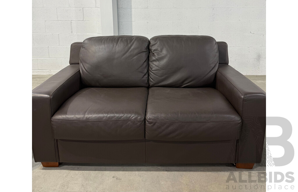 Berlin City Cocoa Leather 2 Seater Sofa & ArmChair - 3 Piece
