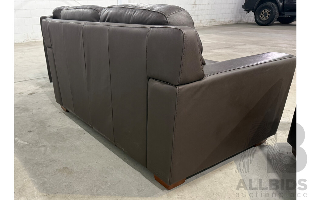 Berlin City Cocoa Leather 2 Seater Sofa & ArmChair - 3 Piece