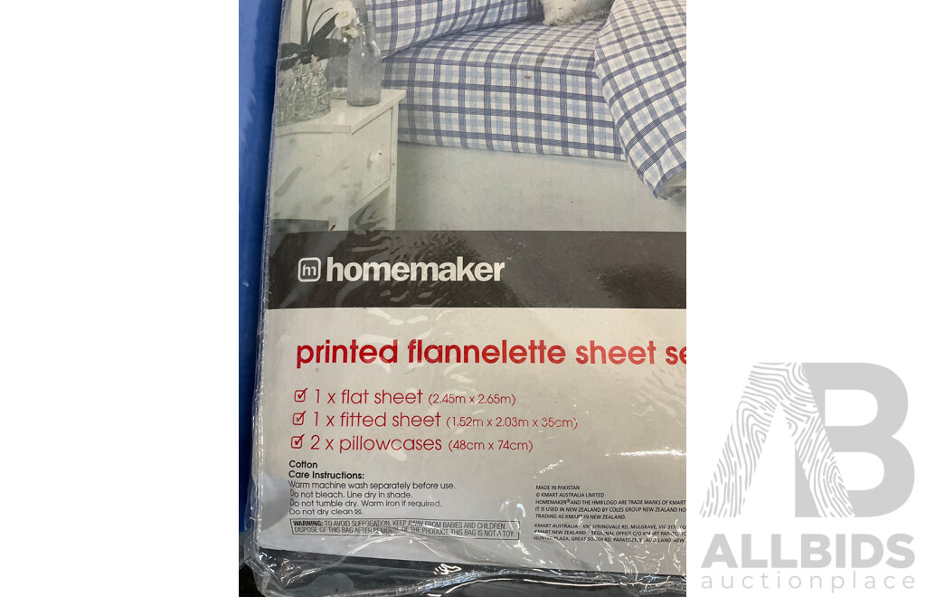 Printed Flannelette Queen Sheet Set and BRAMPTON HOUSE Queen Sheet Set - Lot of 2
