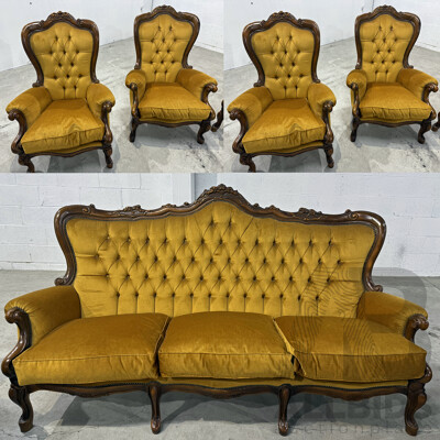 Reproduction Victorian Mahogany Five Piece Lounge Suite