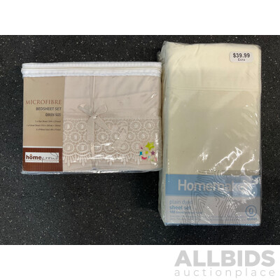 MICROFIBRE Queen Sheet Set and HOMEMAKER Queen Sheet Set - Lot of 2