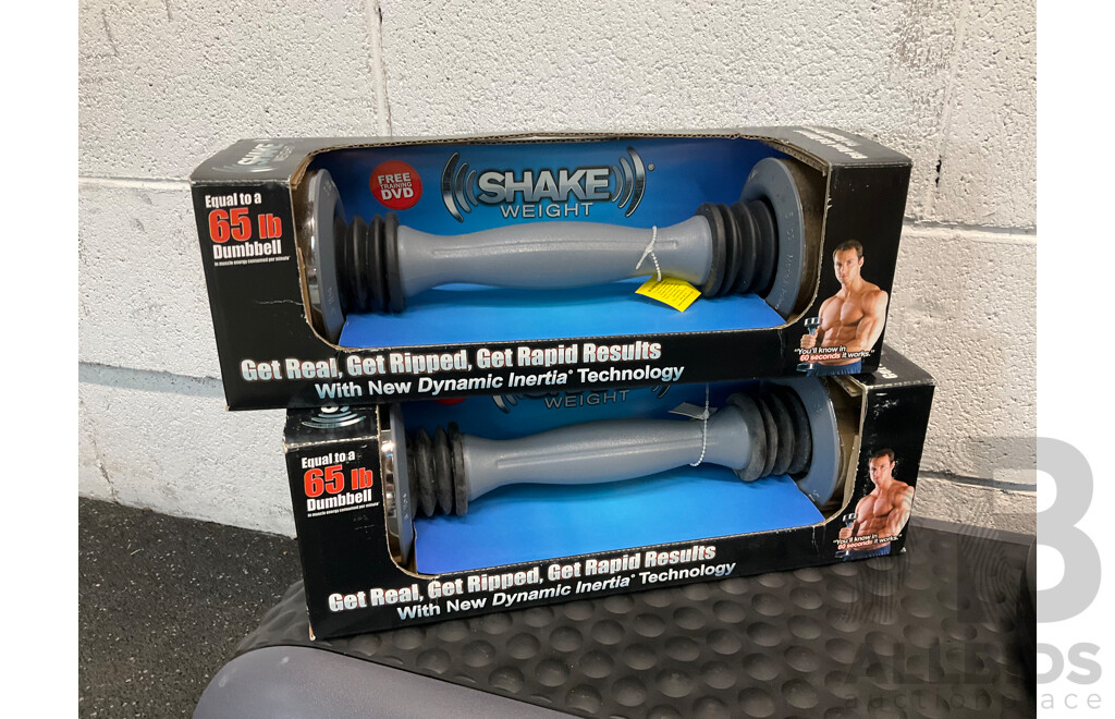 Multifunctional Aerobic Step Fitness Stepper, Shake Weight Strength (x2) and Set of Rubber Coated Weight Plate (25lb,35lb) - Lot of 5