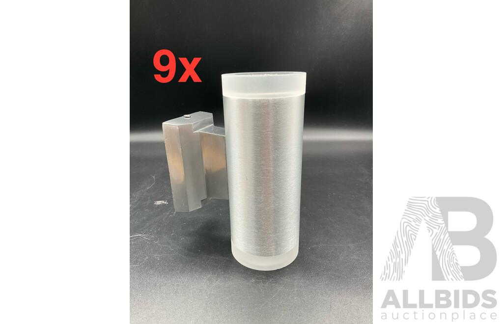 LIGHT EFFECTS Up Down Anodised Aluminium Wall Pillar Lights - Lot of 9