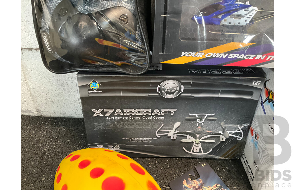 Assorted Kids Toys, Incluing Assorted Drones, Answer Buzzers and More