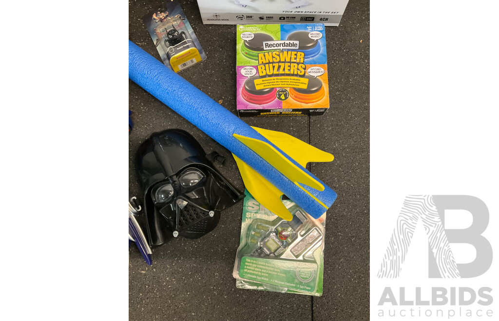 Assorted Kids Toys, Incluing Assorted Drones, Answer Buzzers and More