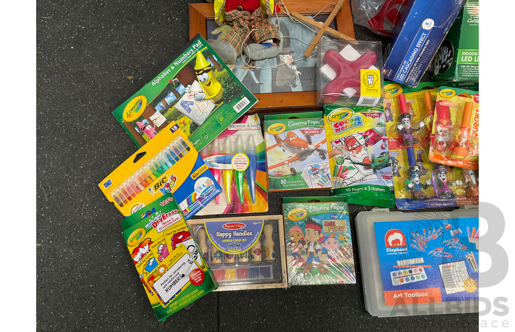 Assorted Party Goods, Arts and Crafts Items, Xmass Lights and More