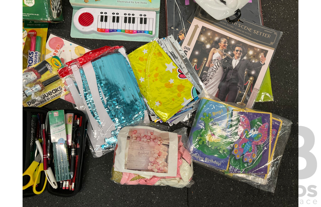 Assorted Party Goods, Arts and Crafts Items, Xmass Lights and More
