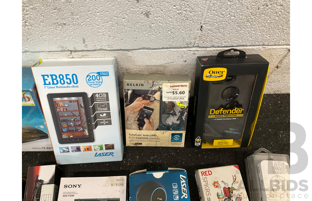 Assorted Useful Electronics, Including PANASONIC, SONY, LASER, BELKIN, ENERGIZER and More