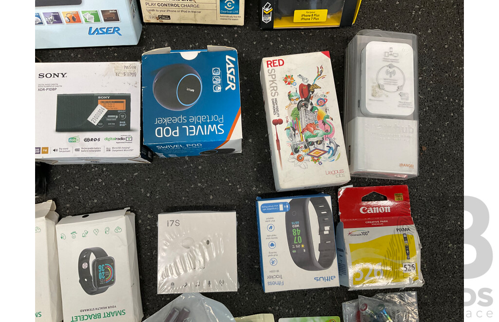 Assorted Useful Electronics, Including PANASONIC, SONY, LASER, BELKIN, ENERGIZER and More