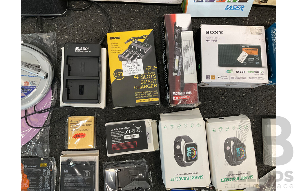 Assorted Useful Electronics, Including PANASONIC, SONY, LASER, BELKIN, ENERGIZER and More