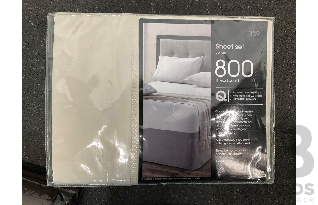 Assorted QUEEN and KING  Sheet Sets, QUEEN Quilted Valance and Europian Pillowcae - Lot of 5