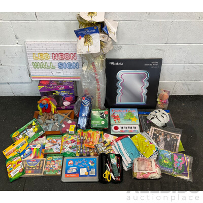 Assorted Party Goods, Arts and Crafts Items, Xmass Lights and More