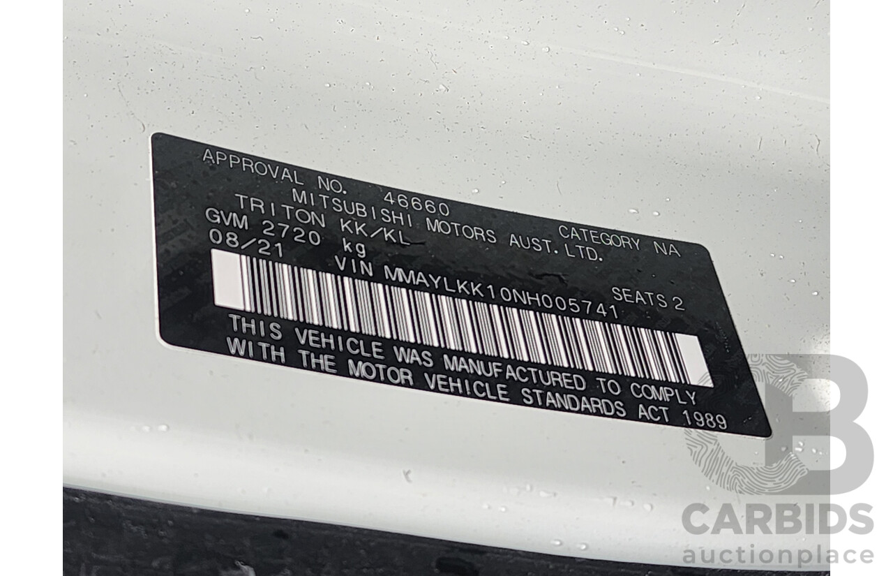 08/2021 Mitsubishi Triton GLX (4x2) MR MY21 C/Chas White 2.4L