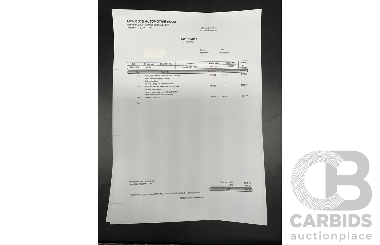 08/2016 Jaguar F-Pace 30d Portfolio (AWD) 4d Wagon Glacier White Metallic Turbo Diesel V6 3.0L