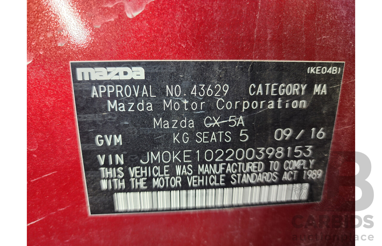 9/2016 Mazda Cx-5 GT (4x4) MY15 4d Wagon Red 2.2L