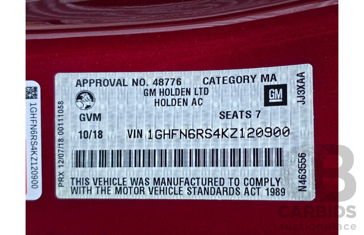 10/2018 Holden Acadia LTZ-V (AWD) MY19 AC 4d Wagon Glory Red V6 3.6L - 7 Seater