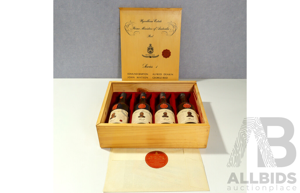 Wyndham Estate Prime Ministers of Australia Port, Series 1, in Wooden Case, Only Three Bottles