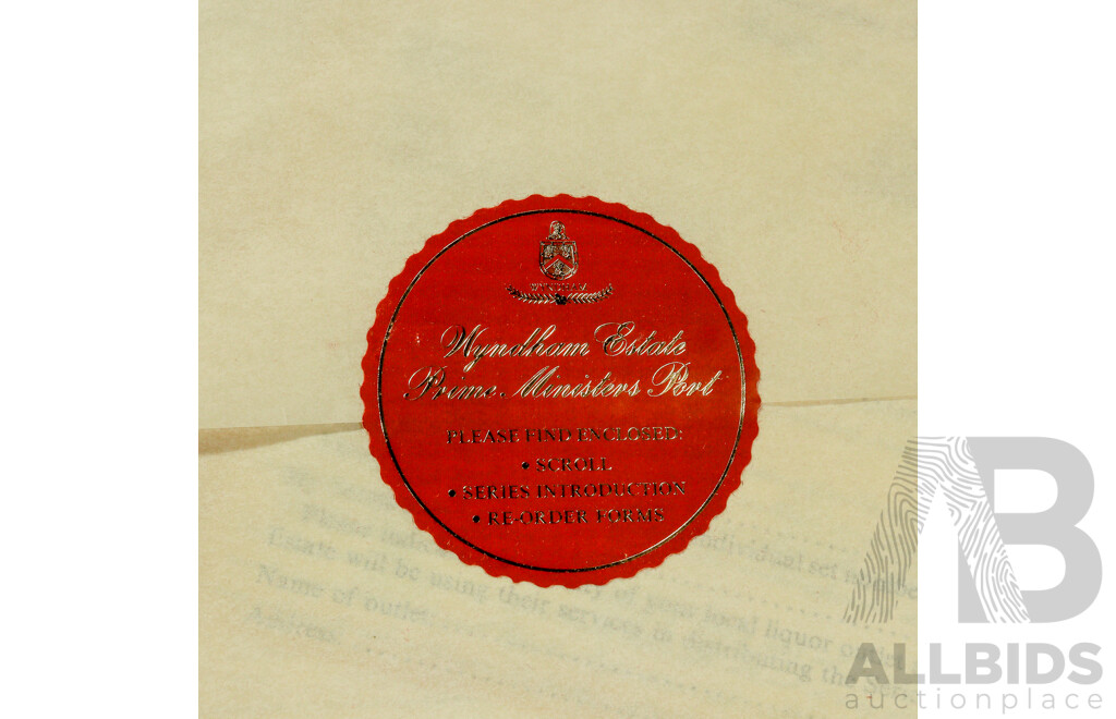 Wyndham Estate Prime Ministers of Australia Port, Series 1, in Wooden Case, Only Three Bottles