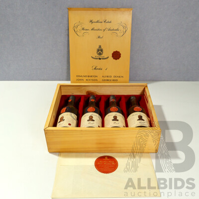 Wyndham Estate Prime Ministers of Australia Port, Series 1, in Wooden Case, Only Three Bottles