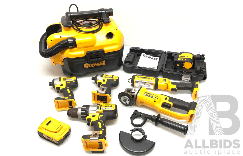 DeWalt 18 Volt Lithium Ion Cordless Tools - Lot of Seven