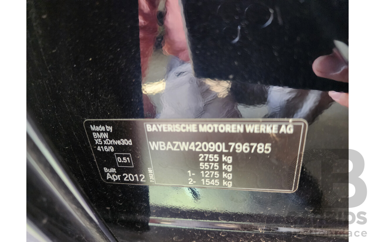 6/2012 Bmw X5 Xdrive 30d E70 MY12 UPGRADE 4d Wagon Black 3.0L