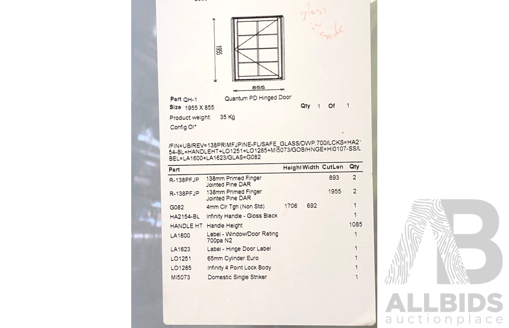 Trend Aluminium and Glass Entry Door with Timber Frame