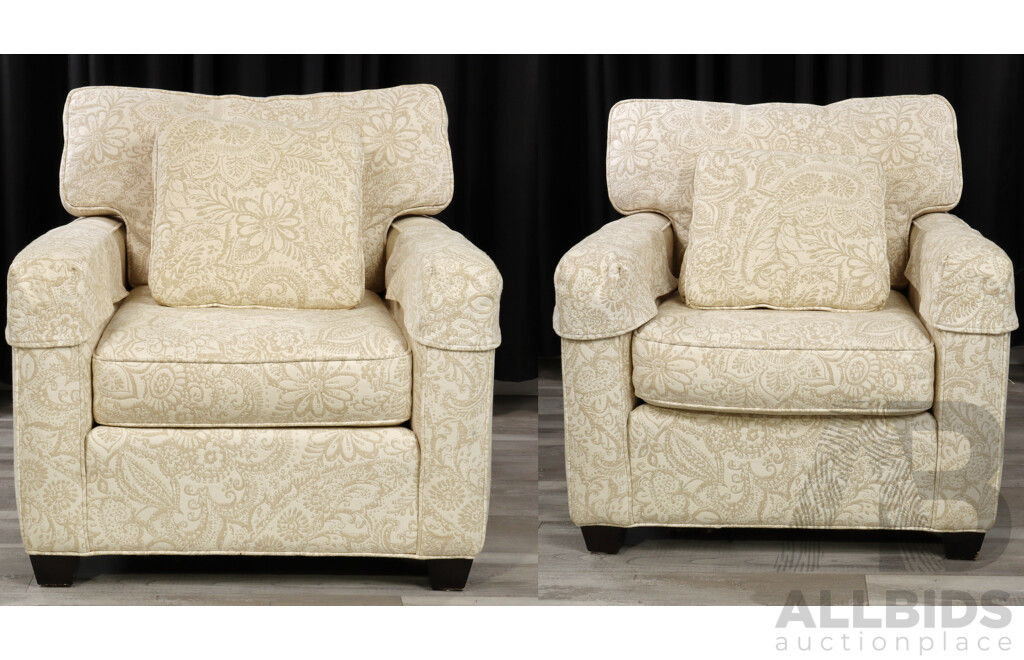 Pair of Over Sized Fabric Lounge Chairs