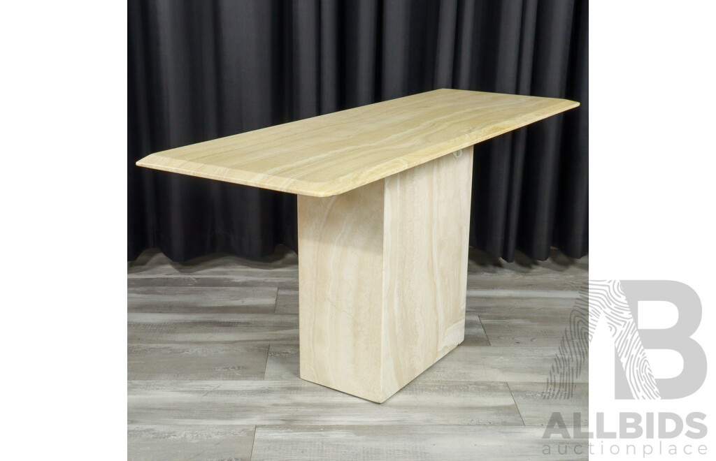 Modern Travertine Single Pedestal Hall Table