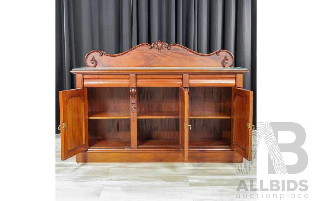 Good Reproduction Mahogany Three Door Sideboard by Burgess Furniture