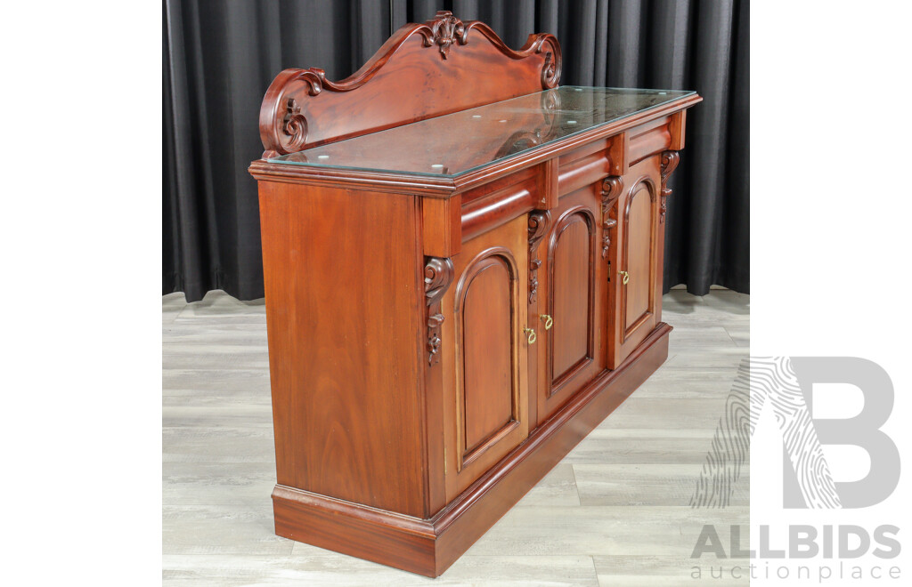 Good Reproduction Mahogany Three Door Sideboard by Burgess Furniture