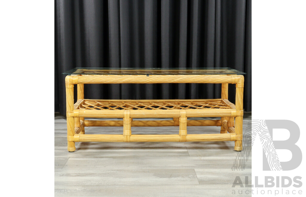 Vintage Cane Two Tier Coffee Table
