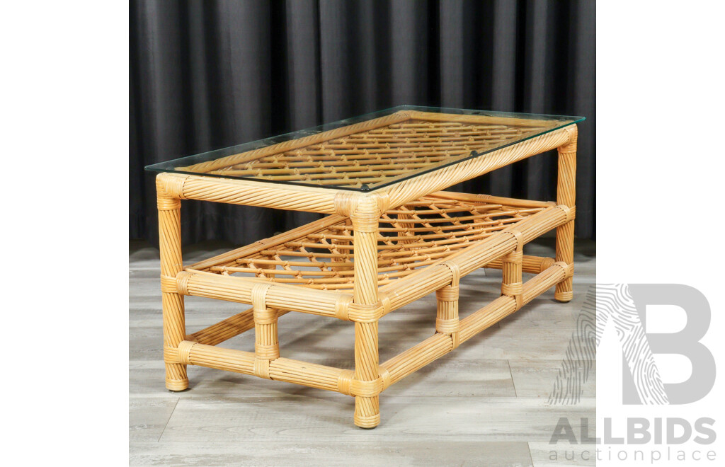 Vintage Cane Two Tier Coffee Table