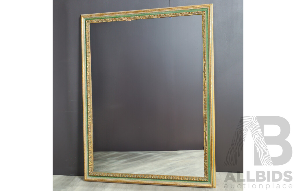Large Timber Framed Mirror with Painted and Gilt Highlights