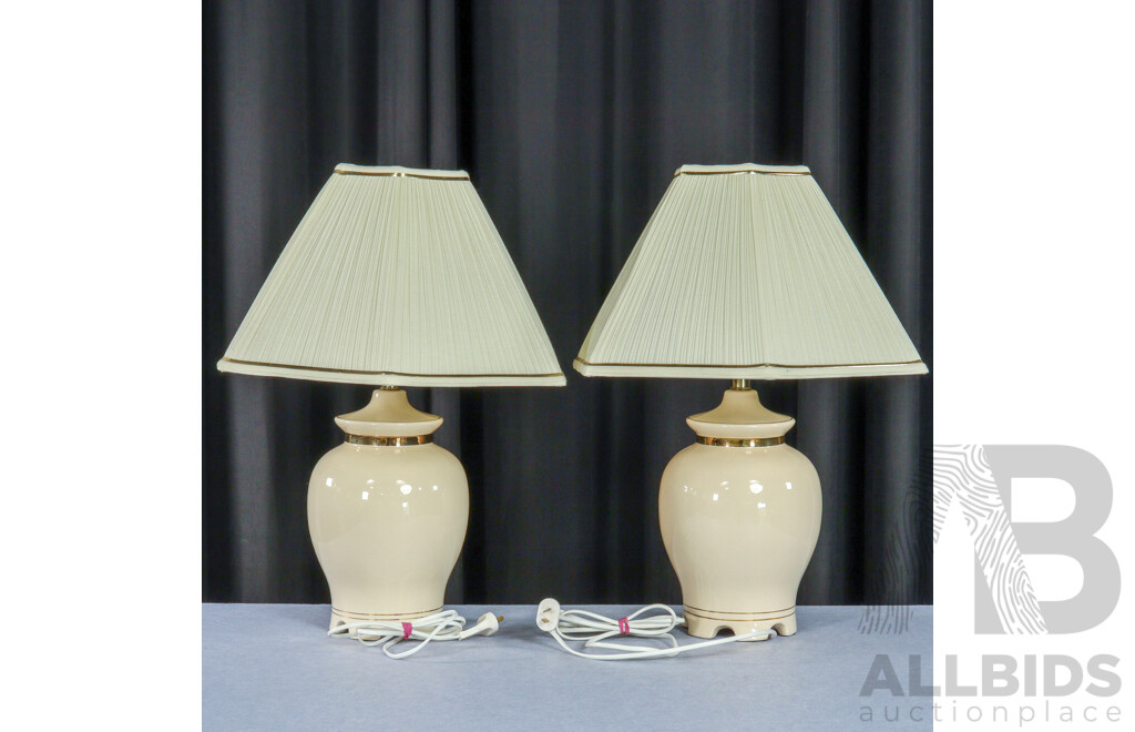 Pair of Retro Glazed Ceramic Table Lamps