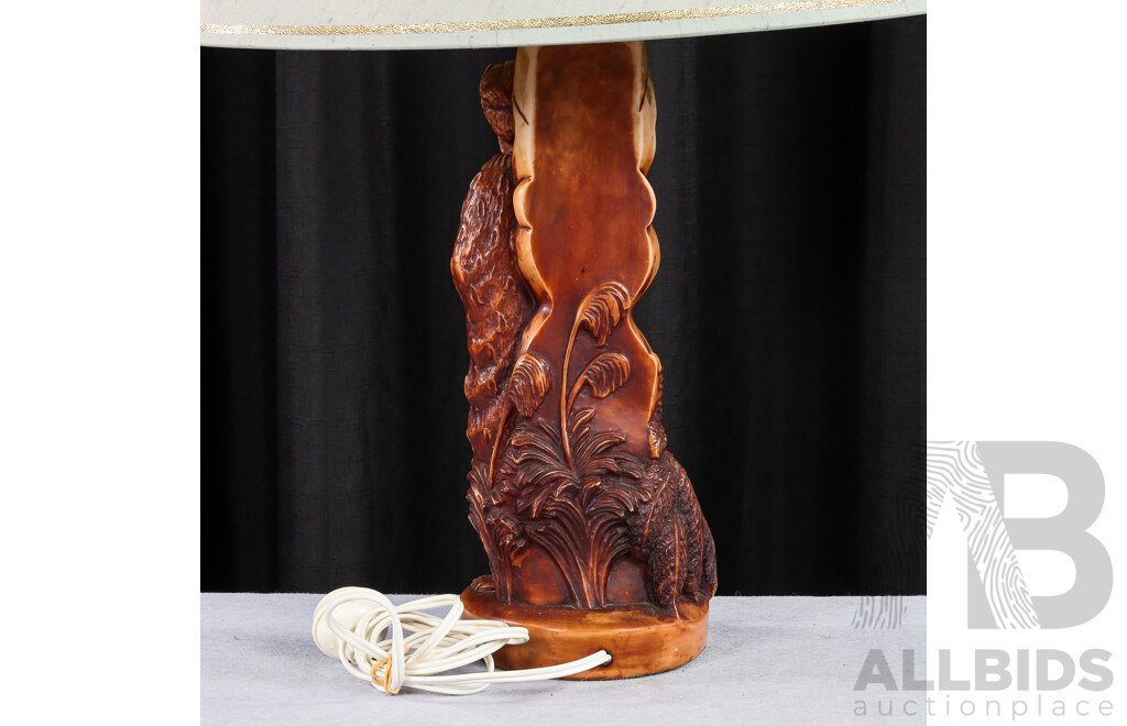 Carved Composite Maori Warrior Figural Table Lamp