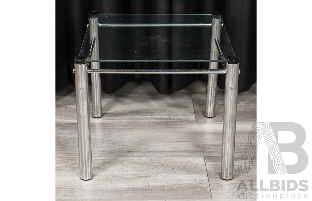 Small Glass Top Side Table with Chrome Base