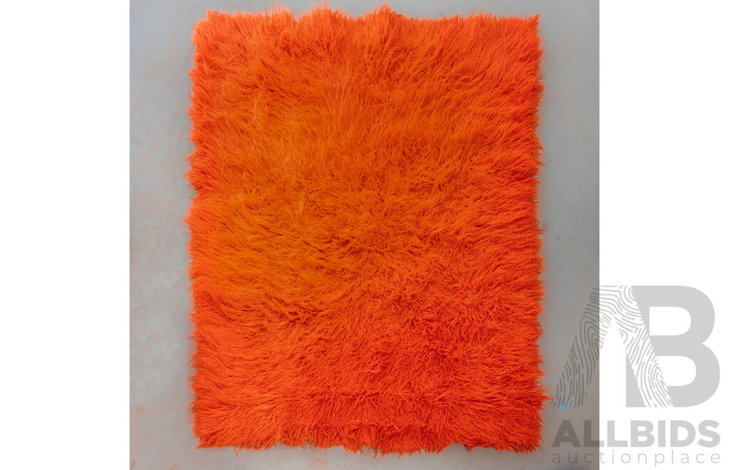 Mid Century Funky Burnt Orange Flokati Shag Pile Rug