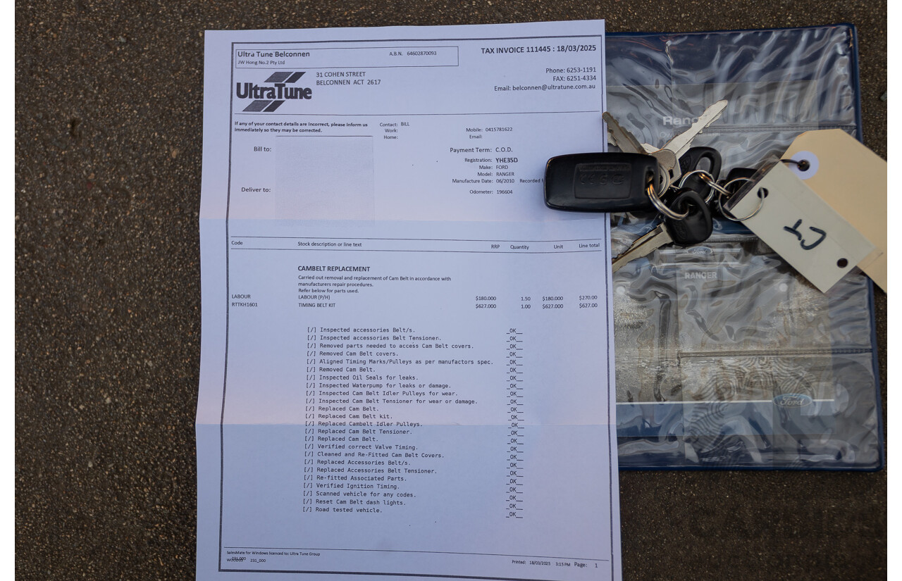 6/2010 Ford Ranger XLT (4x4) PK Dual Cab P/Up Titanium Grey Turbo Diesel 3.0L